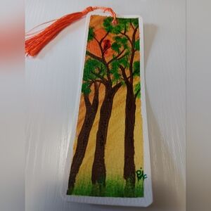 Hand-Painted Forest Bookmark with Cardinal